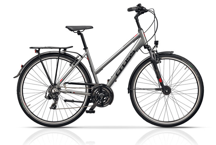 CROSS AREA LADY fényes szürke (fekete/piros) 48cm