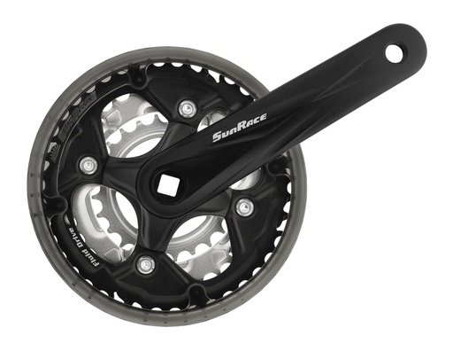 [#CS-40651501] HAJTOMÜ 170MM ALU 42/34/24 SUNRACE FCM500 + LÁNCVÉDŐ FEKETE / EZÜST