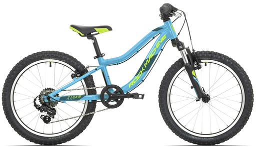 [#BL-195307] Rock Machine Storm 20 VB 20"-os gyermek kerékpár [10", fényes cián/kék/sárga]