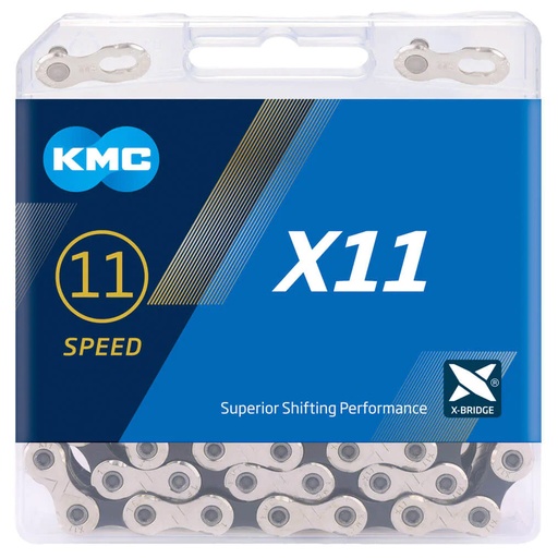 [#BF-X11NPBK] Lánc KMC X11 11s 1/2 x 11/128 118L ezüst/fekete